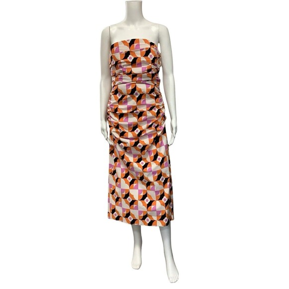 ANTHROPOLOGIE Printed Strapless Slim Ruched Dress Size Medium M - Picture 3 of 10